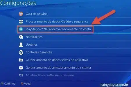 Playstation Network Gerenciamento de Conta PS4