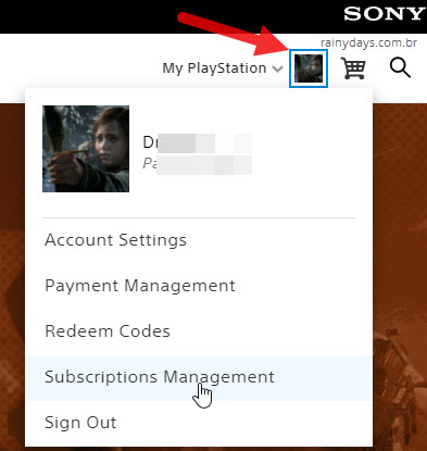 Subscriptions Management assinaturas Playstation.com
