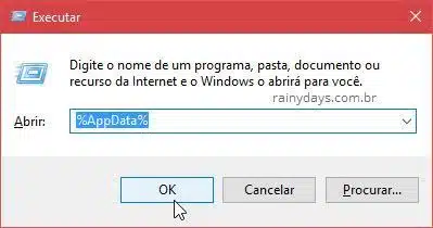 AppData comando Executar Windows