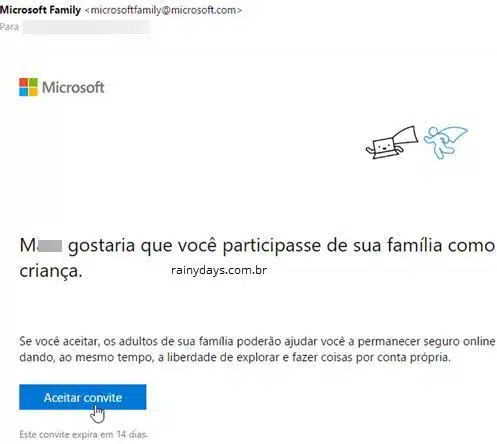 conectando conta Microsoft de criança com responsável 3