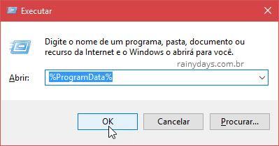 Program Data comando Executar do Windows