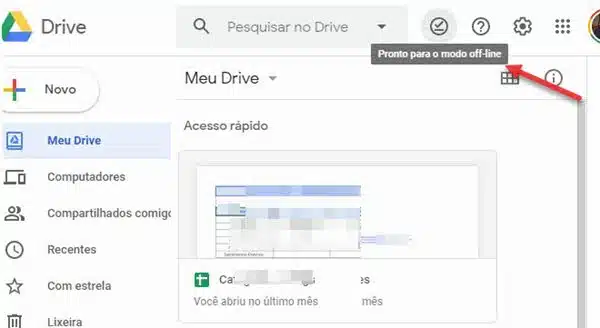 Ativar Google Drive offline pronto para modo offline
