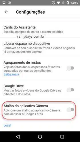 Como colocar o Google Fotos na câmera do Android