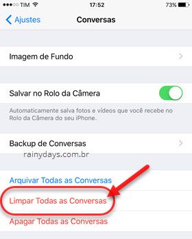 Limpar todas conversas WhatsApp iOS