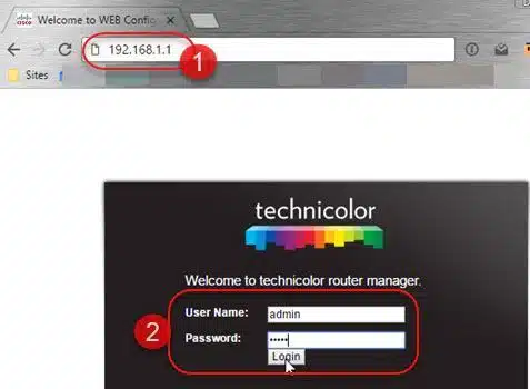 login no modem Technicolor TD5336