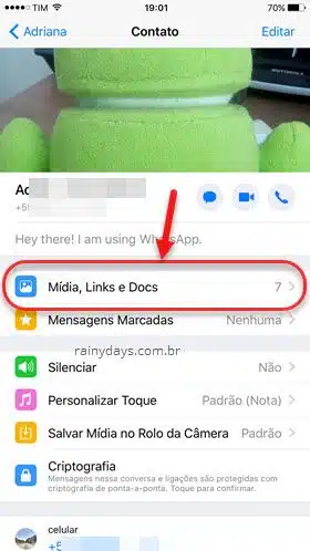 Mídia, Links e Docs WhatsApp iOS