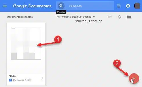 Editar ou criar documento Google Docs