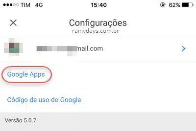 Google Apps dentro do Gmail Inbox app iOS