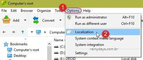 options Localization PeaZip Windows