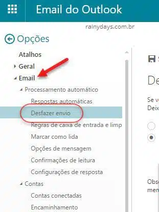 Como desfazer envio de email no Outlook