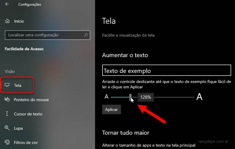 Como Aumentar Ou Diminuir Tamanho Das Letras No Windows