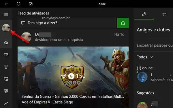 ícone da foto no app do Xbox