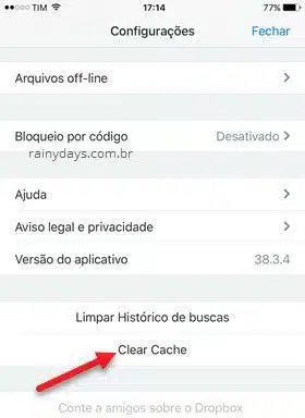 clar cache Dropbox iPhone