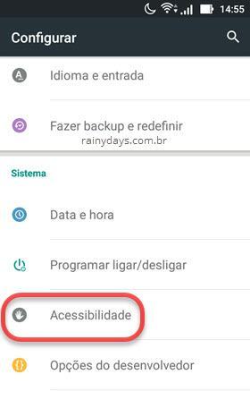 configurações de acessibilidade no Android