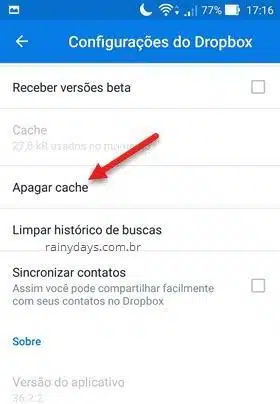 Como limpar cache do Dropbox no Android e iPhone