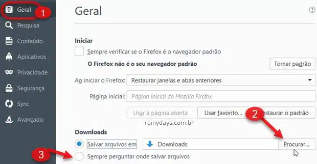 Mudar local da pasta de download do Firefox