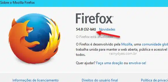 Como descobrir se Firefox é 32-bit ou 64-bit
