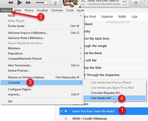 converter música para versão AAC iTunes iPhone