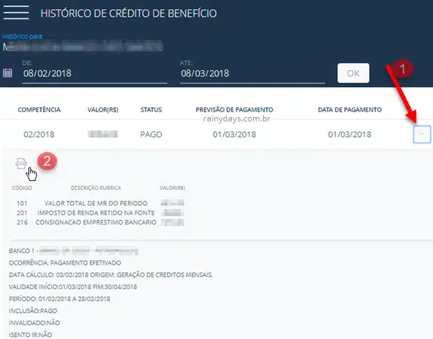 Emitir histórico de crédito de benefício INSS