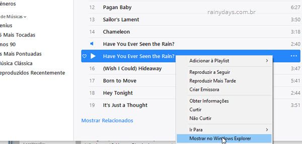 Mostrar música no Windows Explorer iTunes