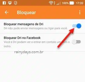 bloquear contato no Messenger Android