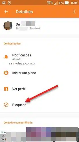 bloquear pessoa aplicativo Messenger Android
