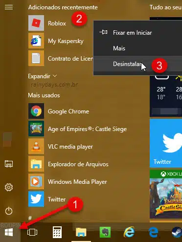 Desinstalar aplicativo Roblox Windows 10