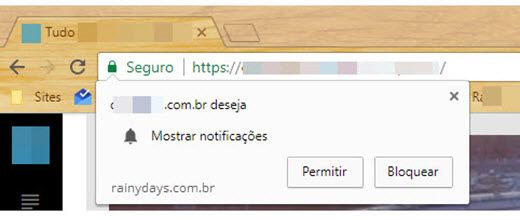 Mostrar notificações Permitir Bloquear Chrome