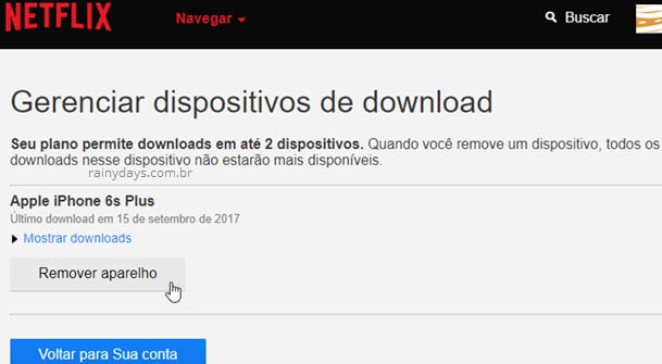 Remover dispositivo de download no Netflix