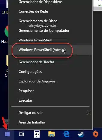 Abrir Windows PowerShell como administrador menu WinX