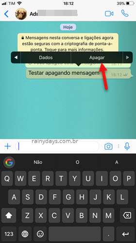 apagar mensagem do WhatsApp no iPhone