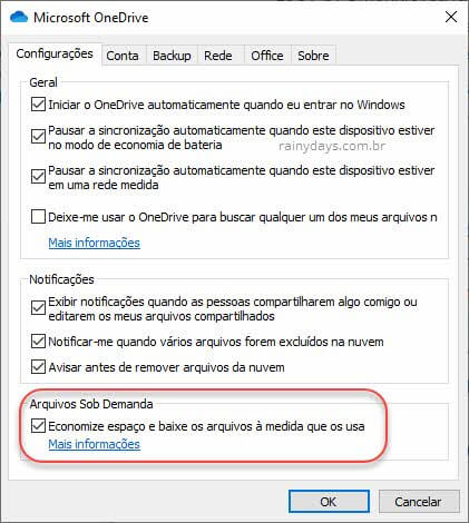 Arquivos sob demanda OneDrive baixar apenas quando editar