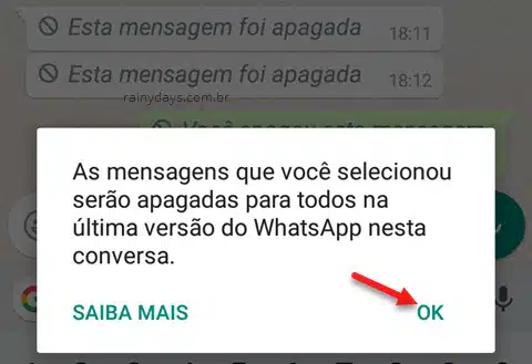 Como apagar mensagem enviada no WhatsApp no Android e iPhone