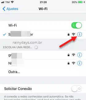 informações conexão wifi iPhone