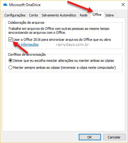 OneDrive office usar o Office para sincronizar arquivos
