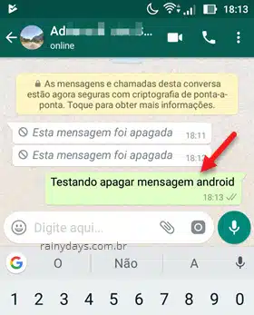 selecionar mensagem no WhatsApp para apagar