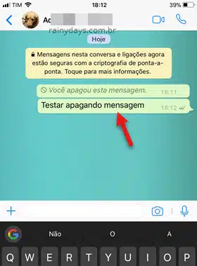 selecionar mensagem apagar no WhatsApp iPhone