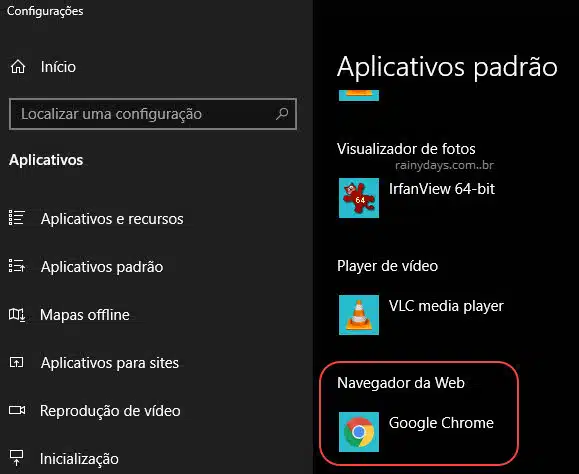 usar Chrome ou Firefox como navegador padrão Windows 10
