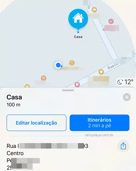 Como mudar endereço de casa no Apple Maps