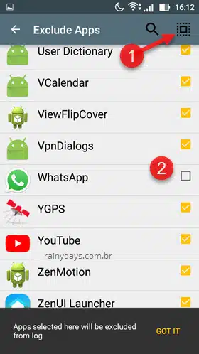 Excluir apps do histórico de notificação app Notif Android