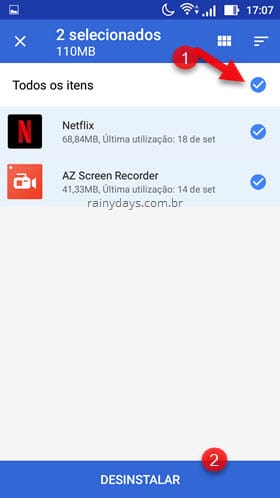Apagar apps não usados Files Go Google