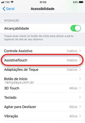Assistive Touch Acessibilidade do iPhone
