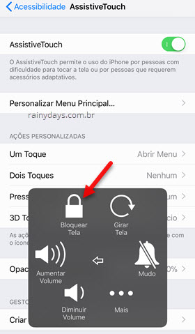 Bloquear tela Assistive Touch iPhone