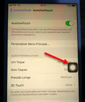 botão AssistiveTouch iPhone