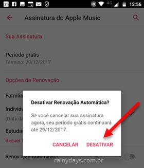 Cancelar assinatura Apple Music Android