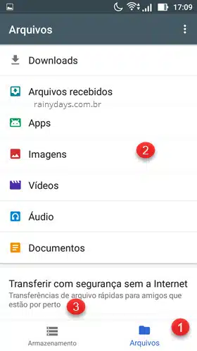 Gerenciar arquivos e transferir sem internet Files Go Android