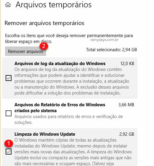 Limpeza do Windows Update nos temporários para liberar espaço no HD após atualização do Windows 10