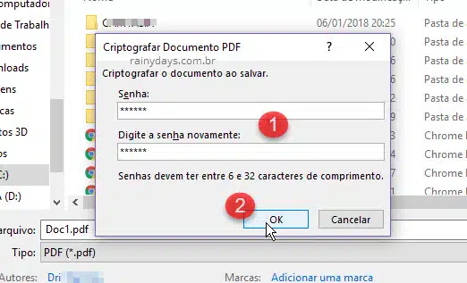 Como colocar senha em arquivo PDF no Word