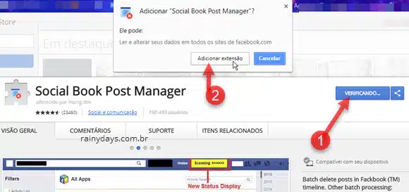 Instalar extensão Social Book Post Manager Chrome