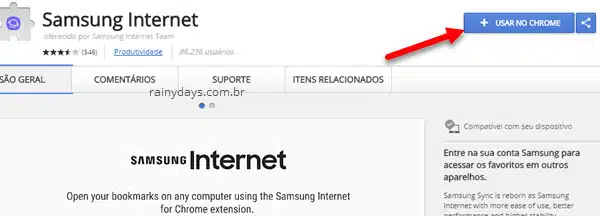 Samsung Internet usar no Chrome